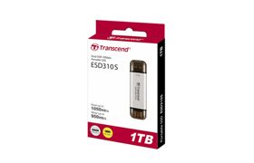 External SSD Transcend ESD310S TS1TESD310S, 1TB Dual USB Fast 10Gbps,Type-C/A ,Silver