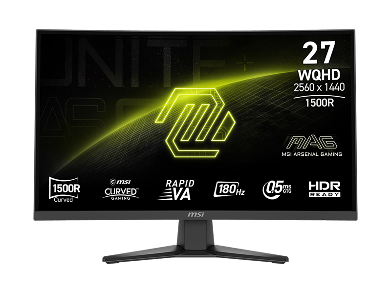 MSI MAG 275CQF E18 27-inch 2560 x 1440 (WQHD), Rapid VA-180Hz-0.5ms-HDMI 2x Port, 1x DP