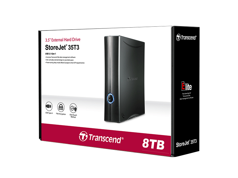 External HDD StoreJet 3.5 8TB 35T3 SATA TS8TSJ35T3 Transcend USB 3.1, Black - EXHATS8TB-01