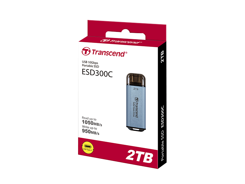 SSD External 2TB ESD300C TS2TESD300C Transcend- USB 10Gbps-Type C-Sky Blue - EXHATS-94