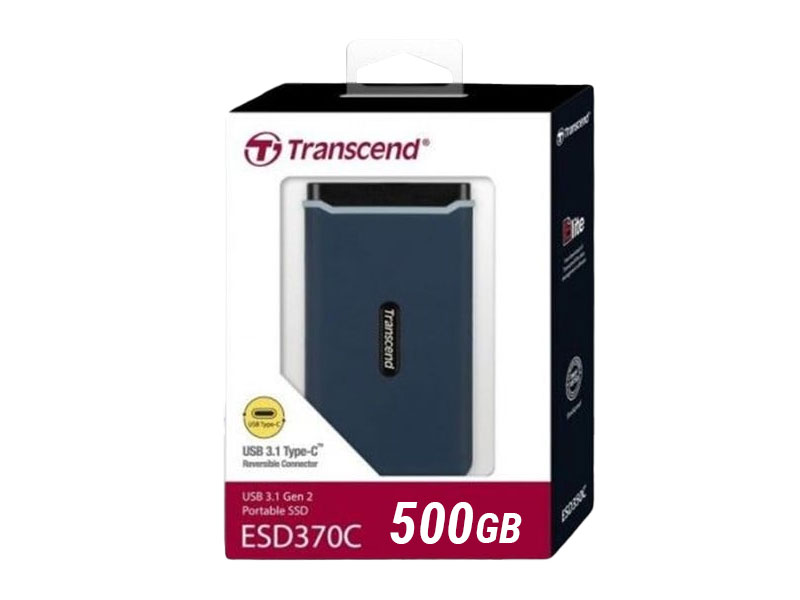 Transcend External SSD 500GB Portable SSD ESD370C TS500GESD370C USB3.1 Gen 2, USB Type-C, EXHATS-70
