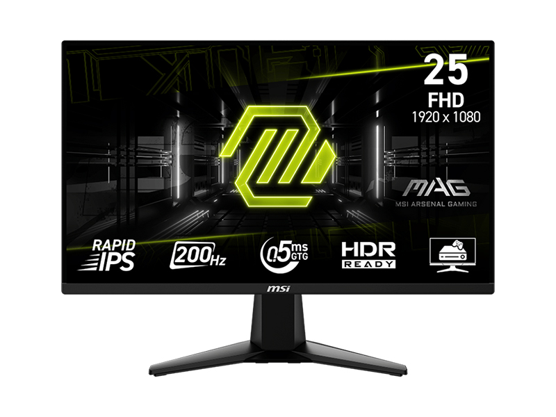 MSI MAG 255F E20 24.5-inch Flat-FHD 1920 x 1080, Rapid IPS-200Hz-0.5ms-HDMI 2x Port, 1x DP