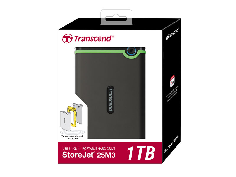 Transcend StoreJet 2.5 1TB Slim M3G 3.1 TS1TSJ25M3G,  (Green) - EXHATS-75